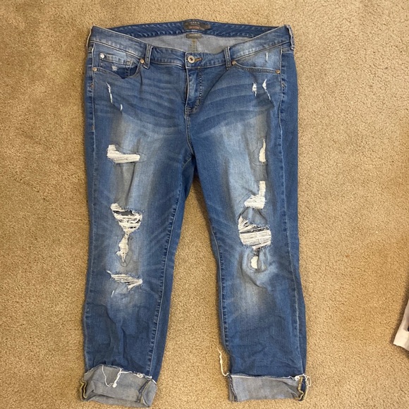 torrid Pants - Torrid Distressed Boyfriend Capri Jeans